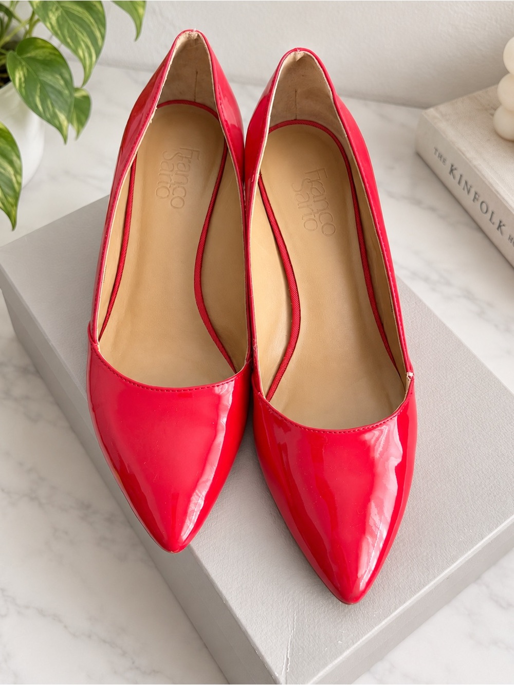 Franco Sarto Bright Red Patent Pointed Flats